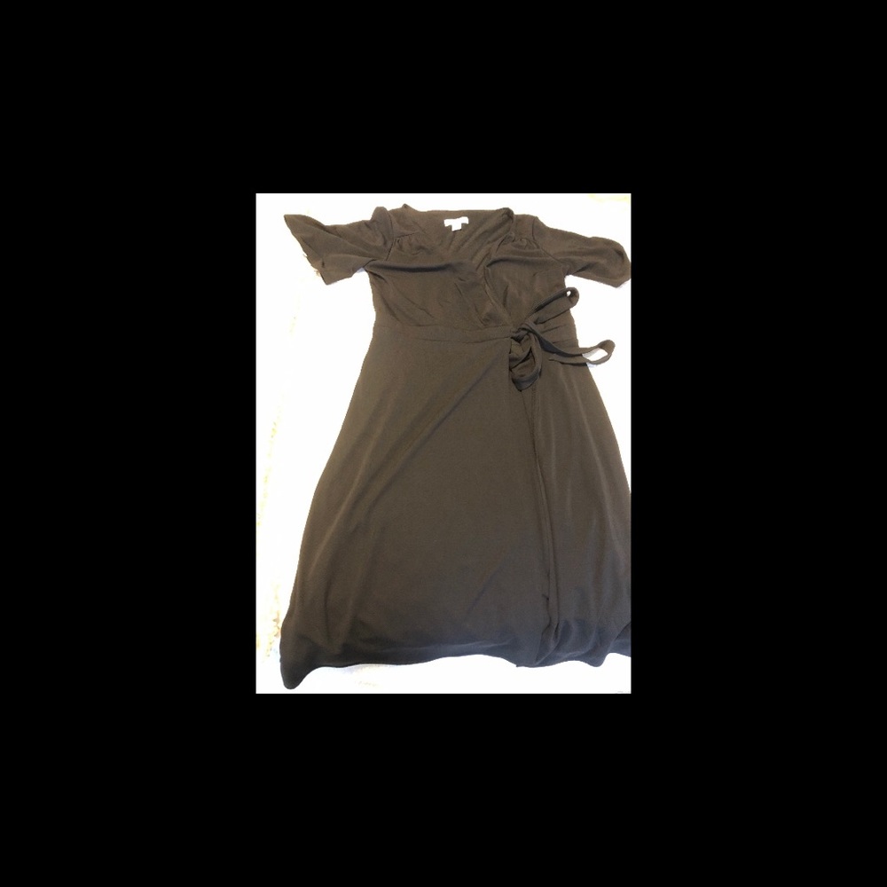 Loft Black Short Sleeve Wrap Dress, 2p